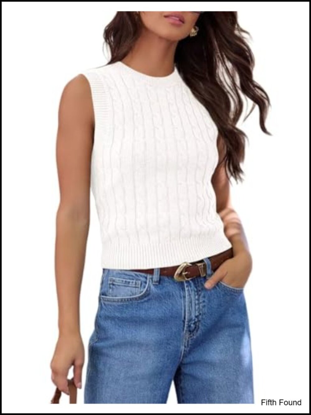 Cable Knit Crop Tank Sweater Vest Sleeveless Pullover Summer Top